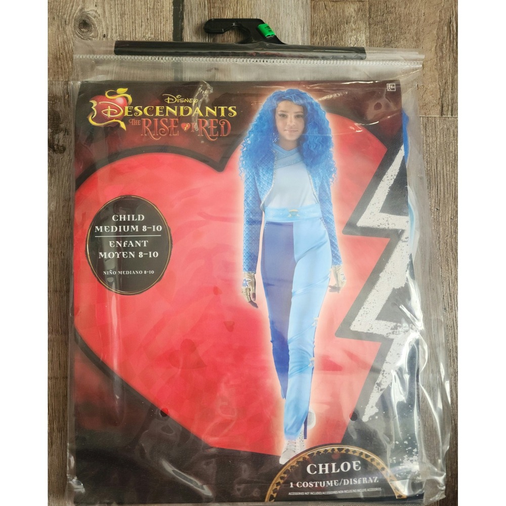 Disney Descendants Chloe Costume Kids Size 8-10 Blue The Rise of Red 5pc Set